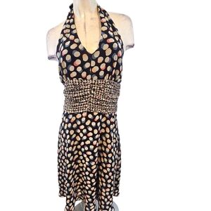 3/$25 Yves Cossette Depeche Mode Size 10 Polka Dot Halter Dress